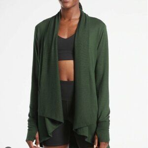Athleta Women's Large L Pranayama Open Cardigan Wrap Seaweed Snack Long Sleeve